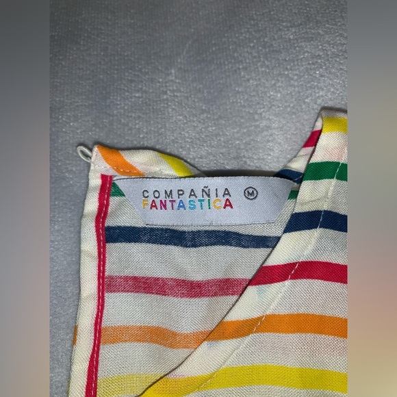 Compania fantastica rainbow Striped Multicolor Women smocked waist cropped top M - Picture 7 of 7